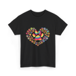 Colorful Paw Heart Pawprints T-Shirt - Black