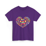 Colorful Paw Heart Pawprints T-Shirt - Purple