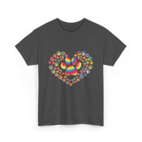 Colorful Paw Heart Pawprints T-Shirt - Dark Heather