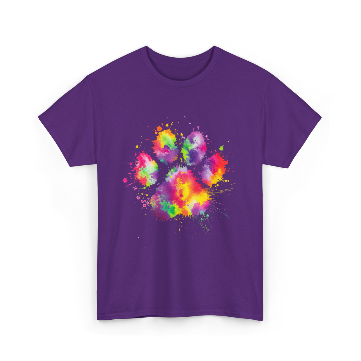 Colorful Paw Print Animal Lover T-Shirt - Purple