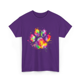 Colorful Paw Print Animal Lover T-Shirt - Purple