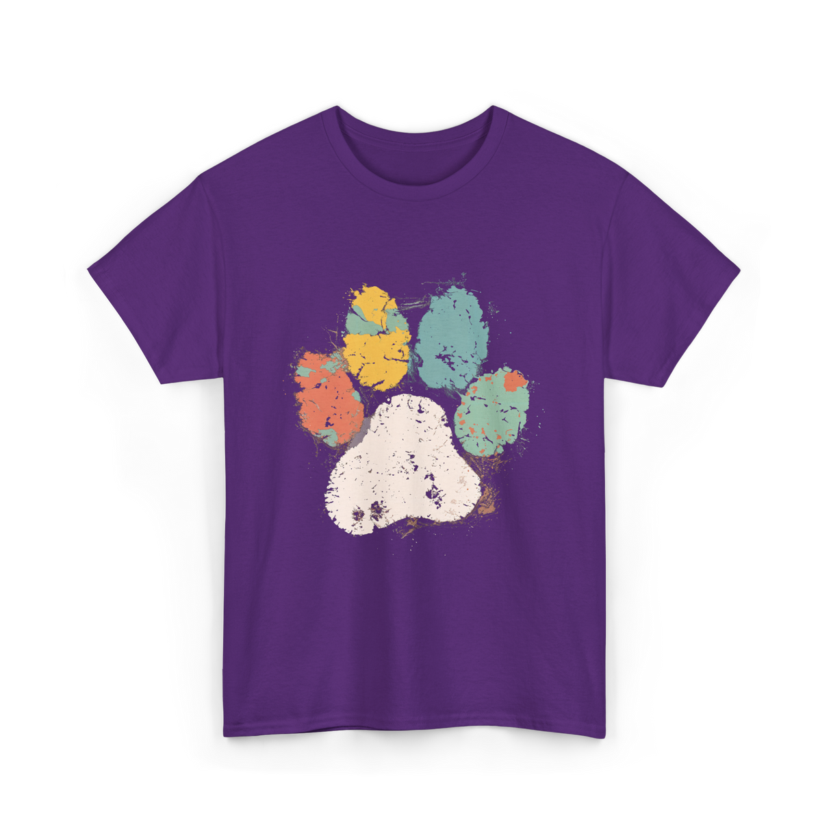 Colorful Paw Print Dog Love T-Shirt - Purple