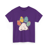 Colorful Paw Print Dog Love T-Shirt - Purple