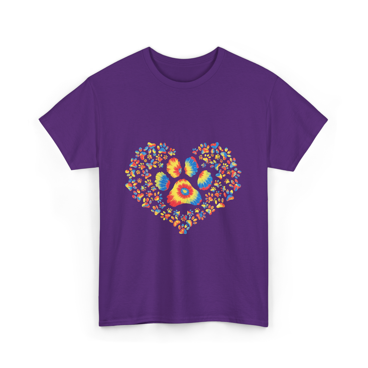 Colorful Paw Print Love T-Shirt - Purple