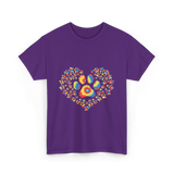 Colorful Paw Print Love T-Shirt - Purple