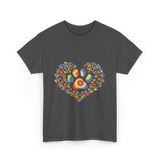 Colorful Paw Print Love T-Shirt - Dark Heather