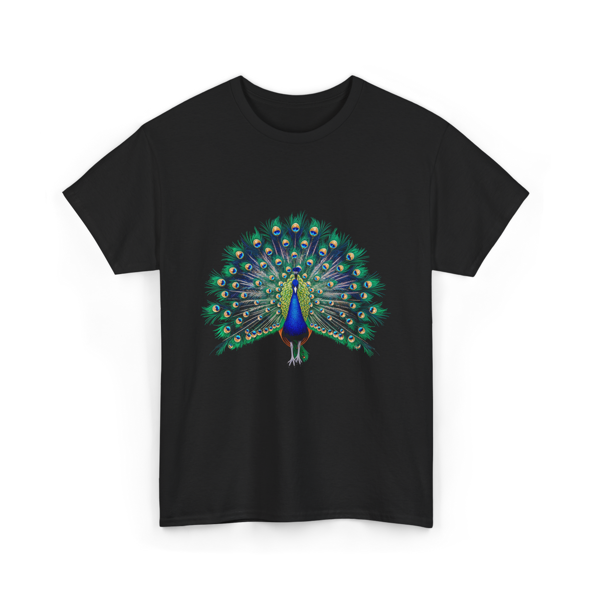 Colorful Peacock Feathers Nature T-Shirt - Black