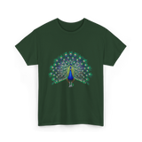 Colorful Peacock Feathers Nature T-Shirt - Forest Green