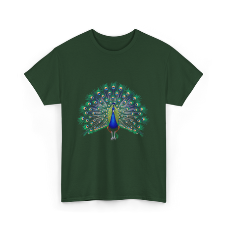 Colorful Peacock Feathers Nature T-Shirt - Forest Green