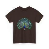 Colorful Peacock Feathers Nature T-Shirt - Dark Chocolate