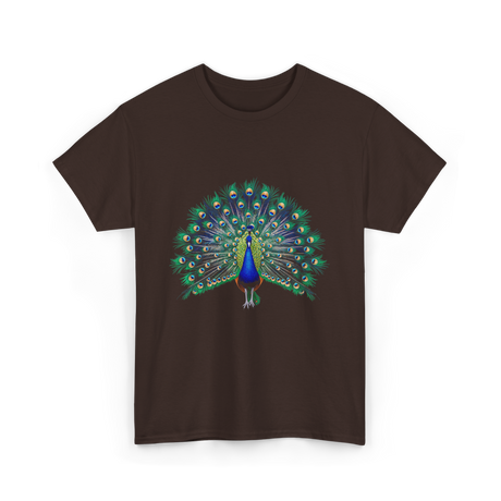 Colorful Peacock Feathers Nature T-Shirt - Dark Chocolate