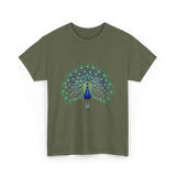 Colorful Peacock Feathers Nature T-Shirt - Military Green