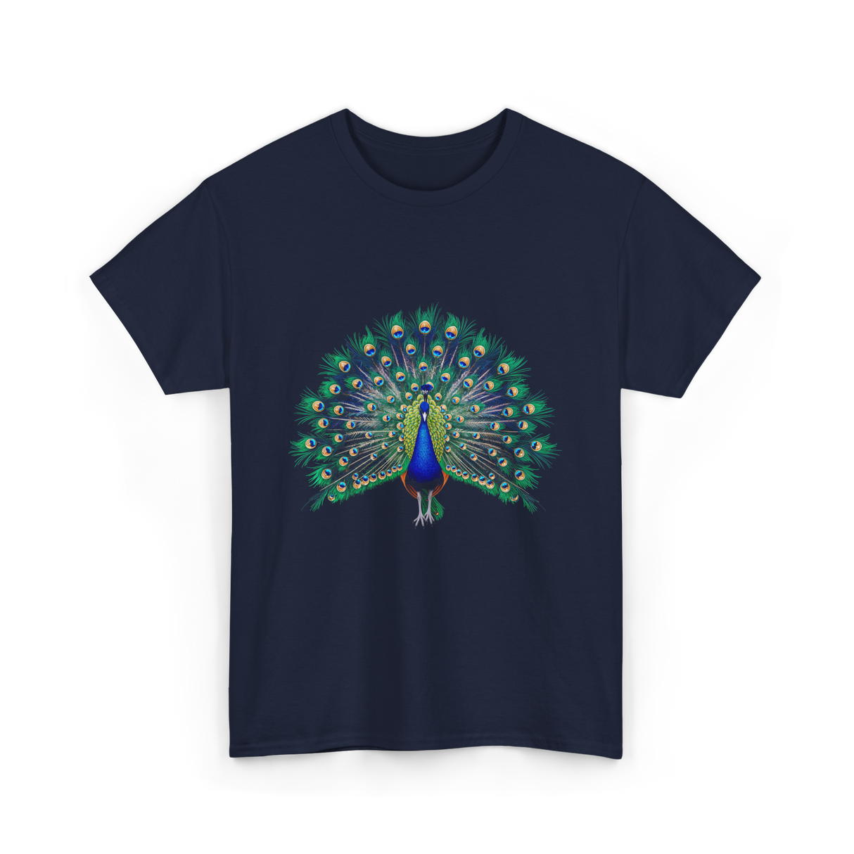 Colorful Peacock Feathers Nature T-Shirt - Navy