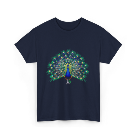 Colorful Peacock Feathers Nature T-Shirt - Navy