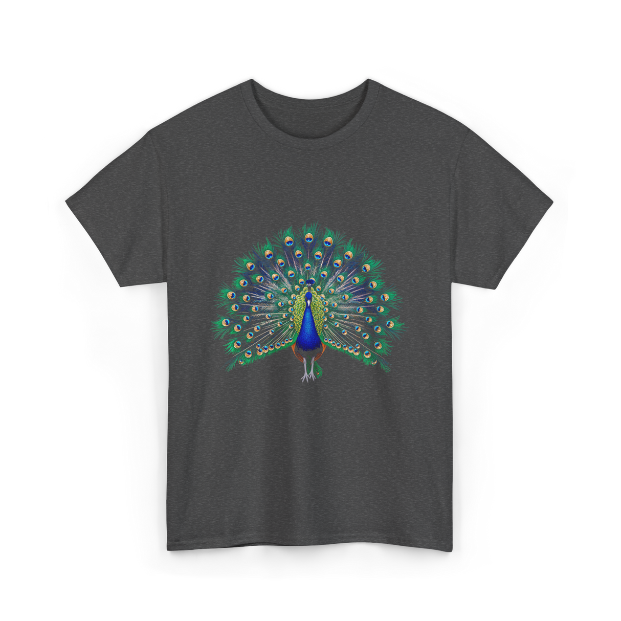 Colorful Peacock Feathers Nature T-Shirt - Dark Heather