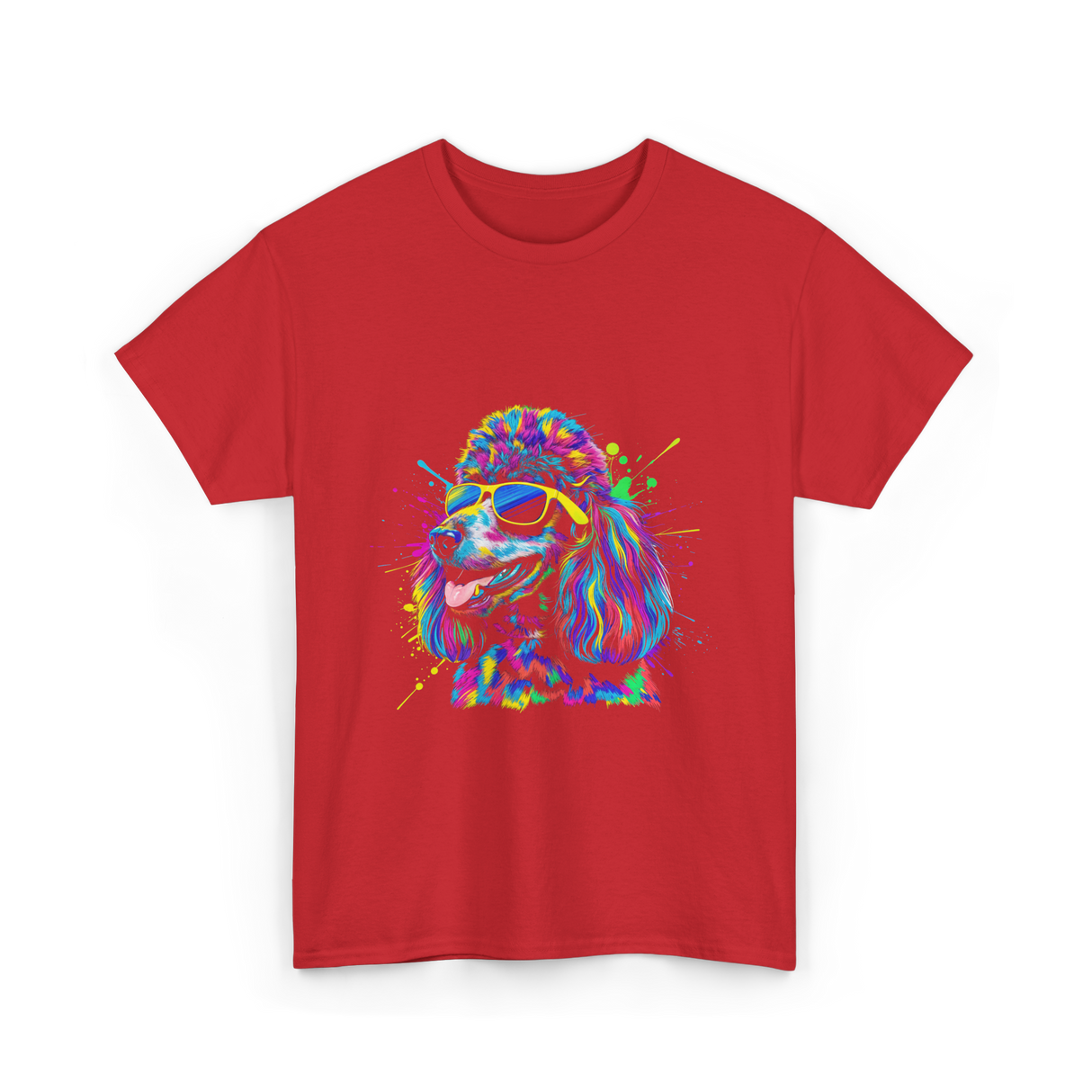 Colorful Poodle Dog Poodle Lovers T-Shirt - Red