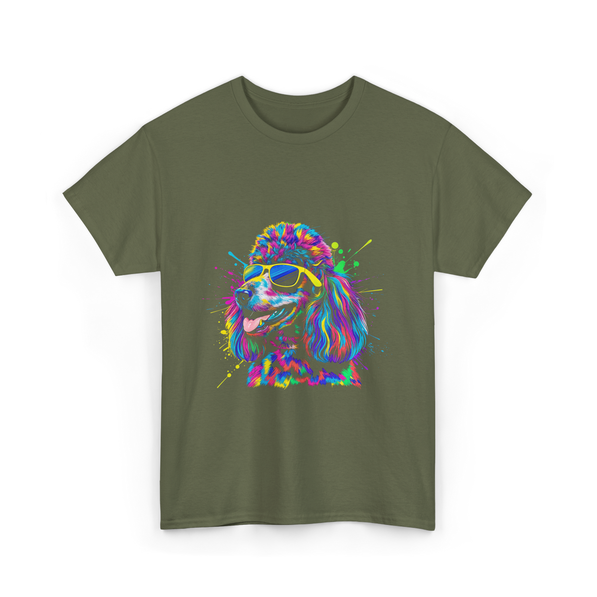 Colorful Poodle Dog Poodle Lovers T-Shirt - Military Green