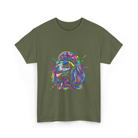 Colorful Poodle Dog Poodle Lovers T-Shirt - Military Green