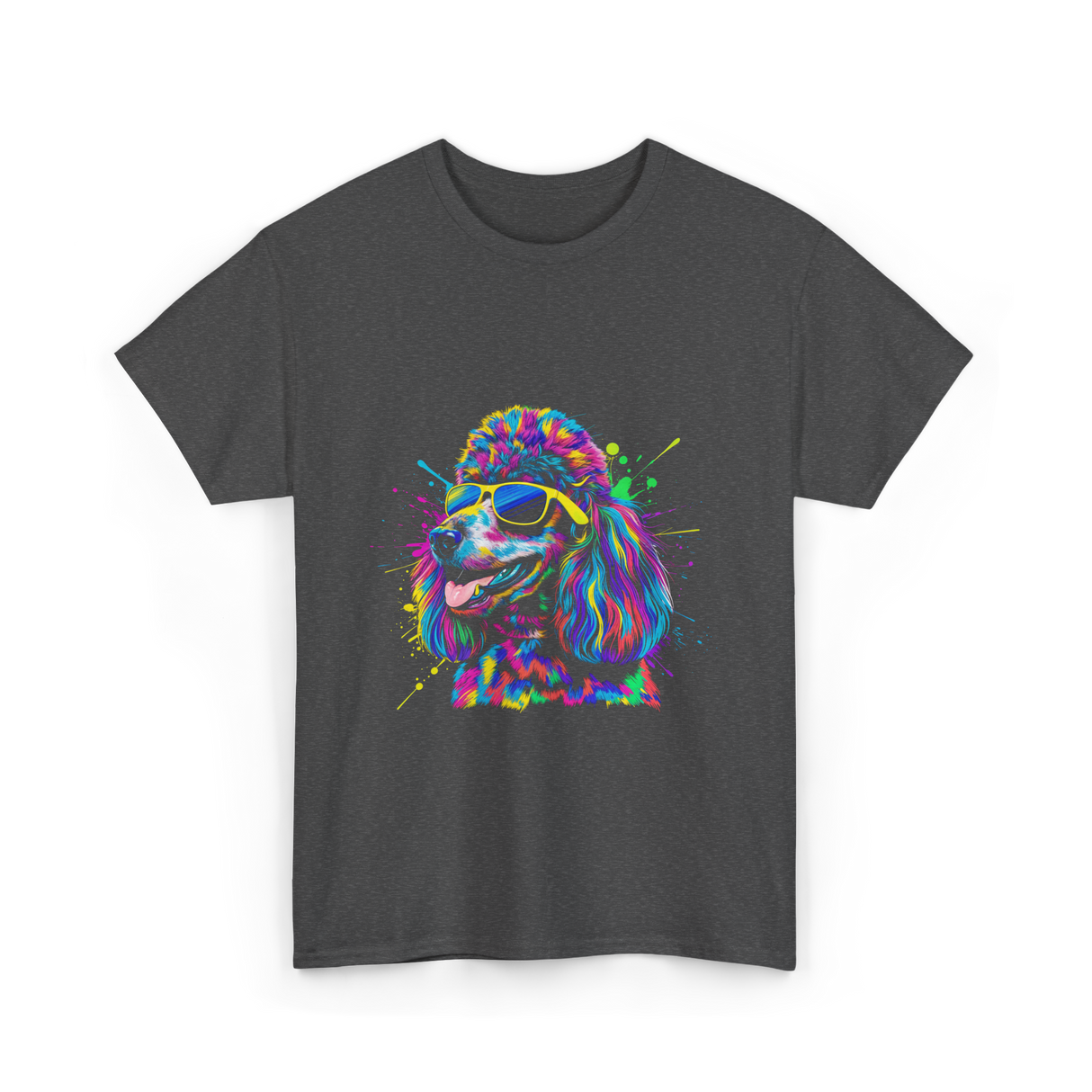 Colorful Poodle Dog Poodle Lovers T-Shirt - Dark Heather