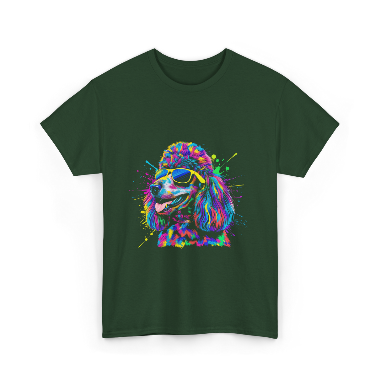 Colorful Poodle Dog Poodle Lovers T-Shirt - Forest Green