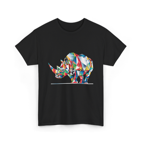 Colorful Rhinoceros Animal Art T-Shirt - Black