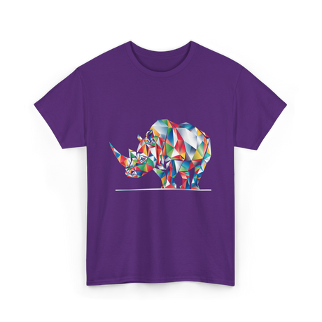 Colorful Rhinoceros Animal Art T-Shirt - Purple