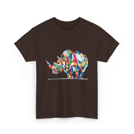 Colorful Rhinoceros Animal Art T-Shirt - Dark Chocolate