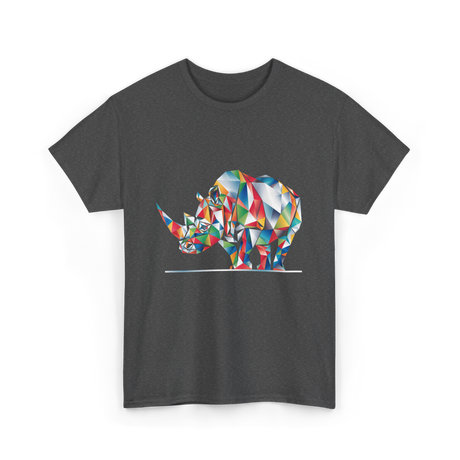 Colorful Rhinoceros Animal Art T-Shirt - Dark Heather