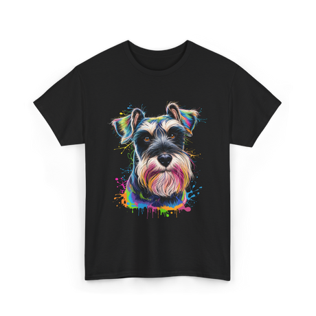 Colorful Schnauzer Dog Art Schnauzer T-Shirt - Black