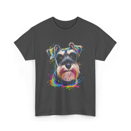 Colorful Schnauzer Dog Art Schnauzer T-Shirt - Dark Heather