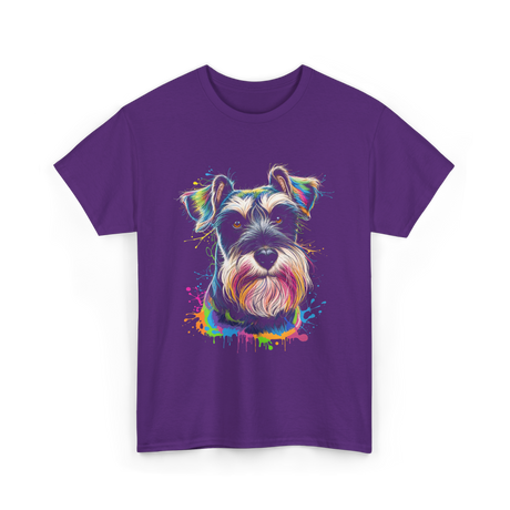 Colorful Schnauzer Dog Art Schnauzer T-Shirt - Purple