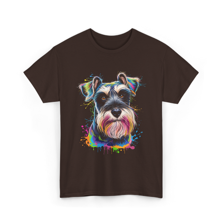 Colorful Schnauzer Dog Art Schnauzer T-Shirt - Dark Chocolate