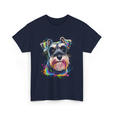 Colorful Schnauzer Dog Art Schnauzer T-Shirt - Navy