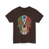 Skull Mexican Dia De Los Muertos T-Shirt - Dark Chocolate