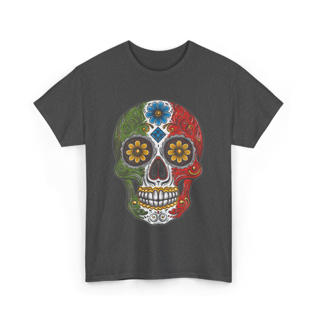 Skull Mexican Dia De Los Muertos T-Shirt - Dark Heather