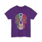 Skull Mexican Dia De Los Muertos T-Shirt - Purple