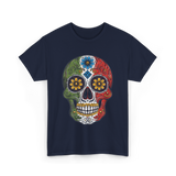 Skull Mexican Dia De Los Muertos T-Shirt - Navy