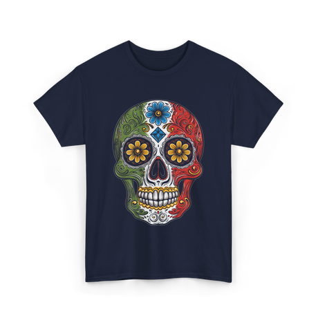 Skull Mexican Dia De Los Muertos T-Shirt - Navy