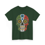 Skull Mexican Dia De Los Muertos T-Shirt - Forest Green