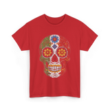 Skull Mexican Dia De Los Muertos T-Shirt - Red