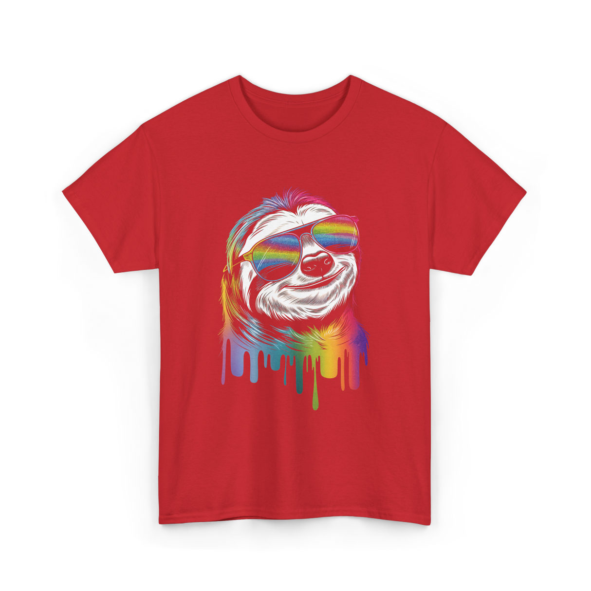 Colorful Sloth Sloth Lover T-Shirt - Red