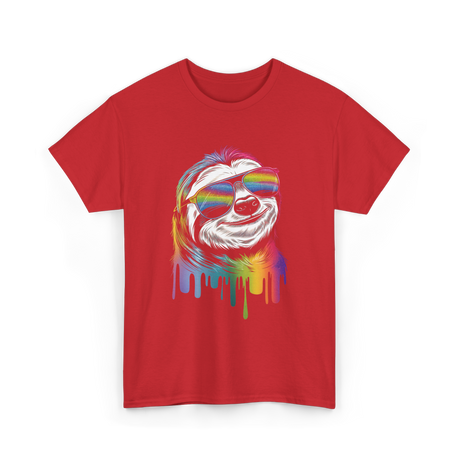 Colorful Sloth Sloth Lover T-Shirt - Red