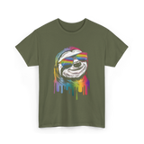 Colorful Sloth Sloth Lover T-Shirt - Military Green