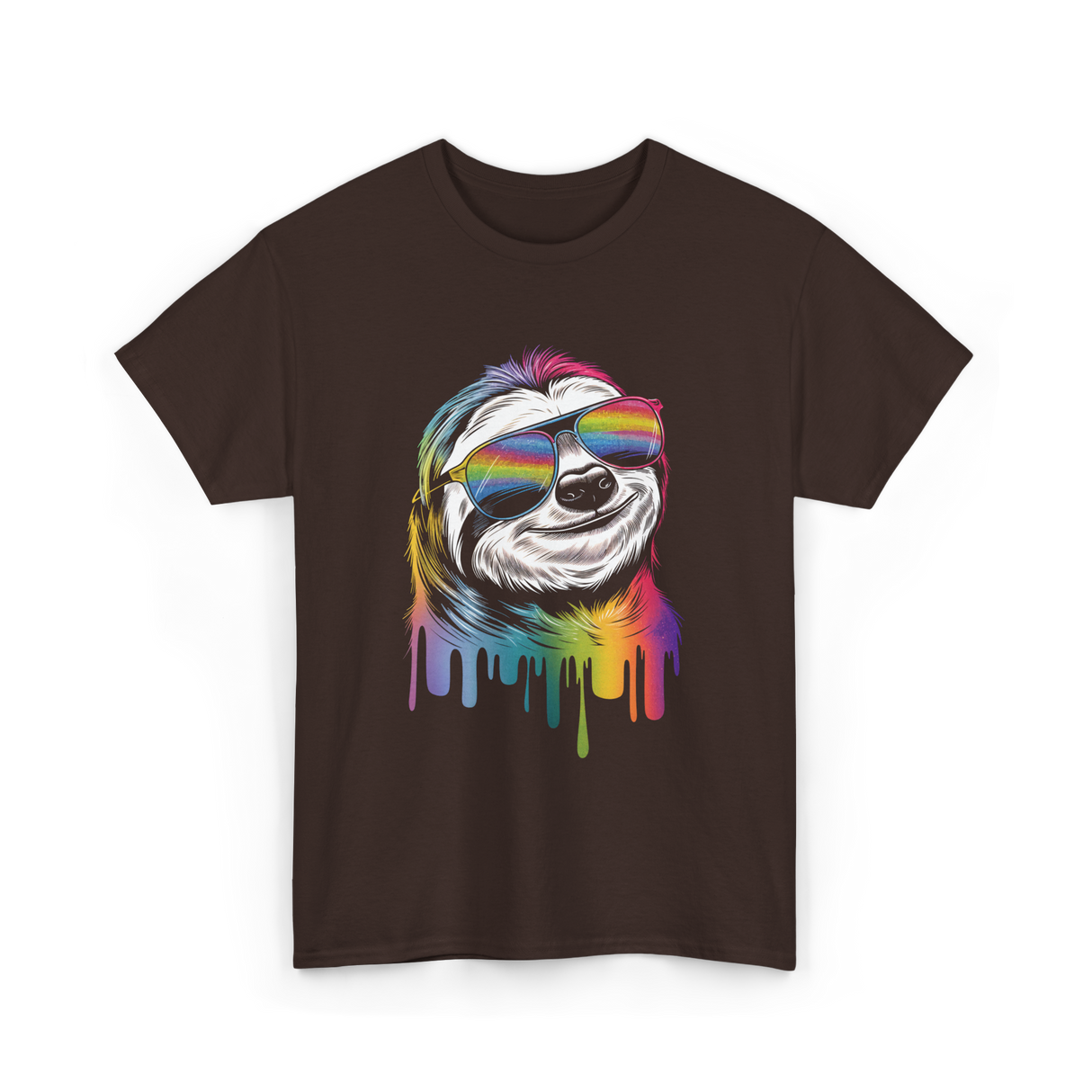 Colorful Sloth Sloth Lover T-Shirt - Dark Chocolate