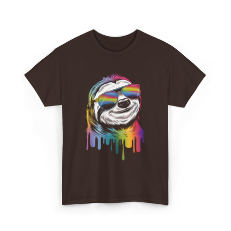 Colorful Sloth Sloth Lover T-Shirt - Dark Chocolate