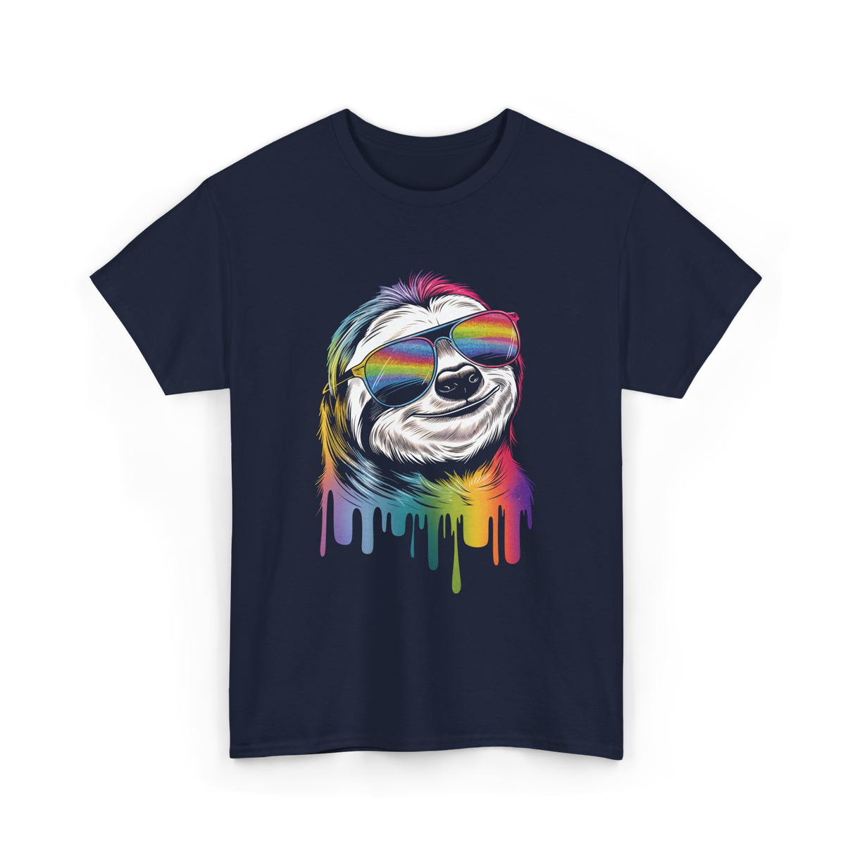 Colorful Sloth Sloth Lover T-Shirt - Navy