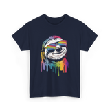 Colorful Sloth Sloth Lover T-Shirt - Navy