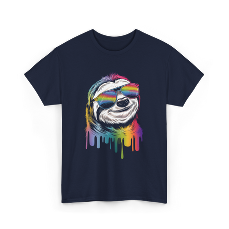 Colorful Sloth Sloth Lover T-Shirt - Navy