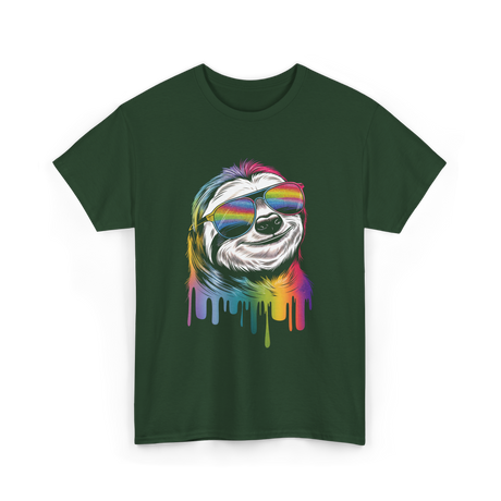 Colorful Sloth Sloth Lover T-Shirt - Forest Green