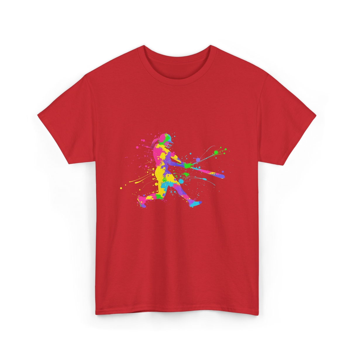 Colorful Softball Player Softball T-Shirt - Red